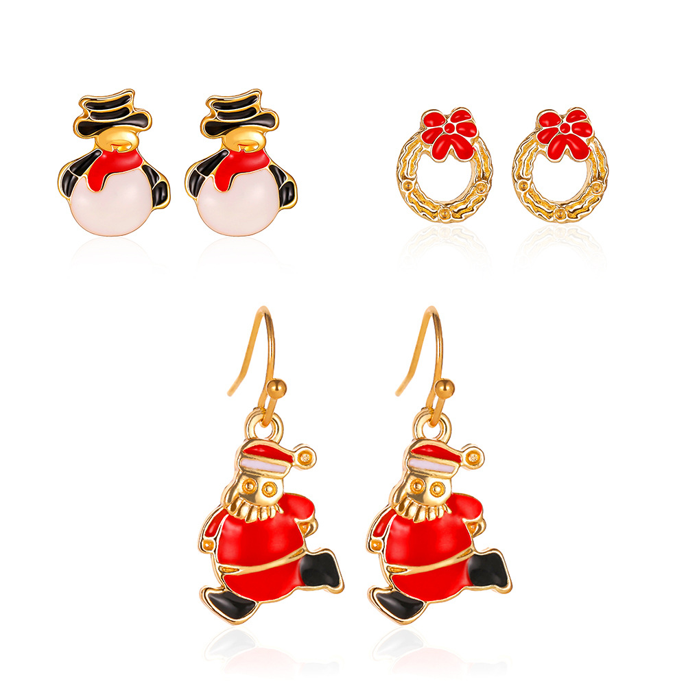 ✨ 【✅COD】 ✨Set 3 Khuyên Tai Phong Cách Giáng Sinh Xinh Xắn Cho Nữ