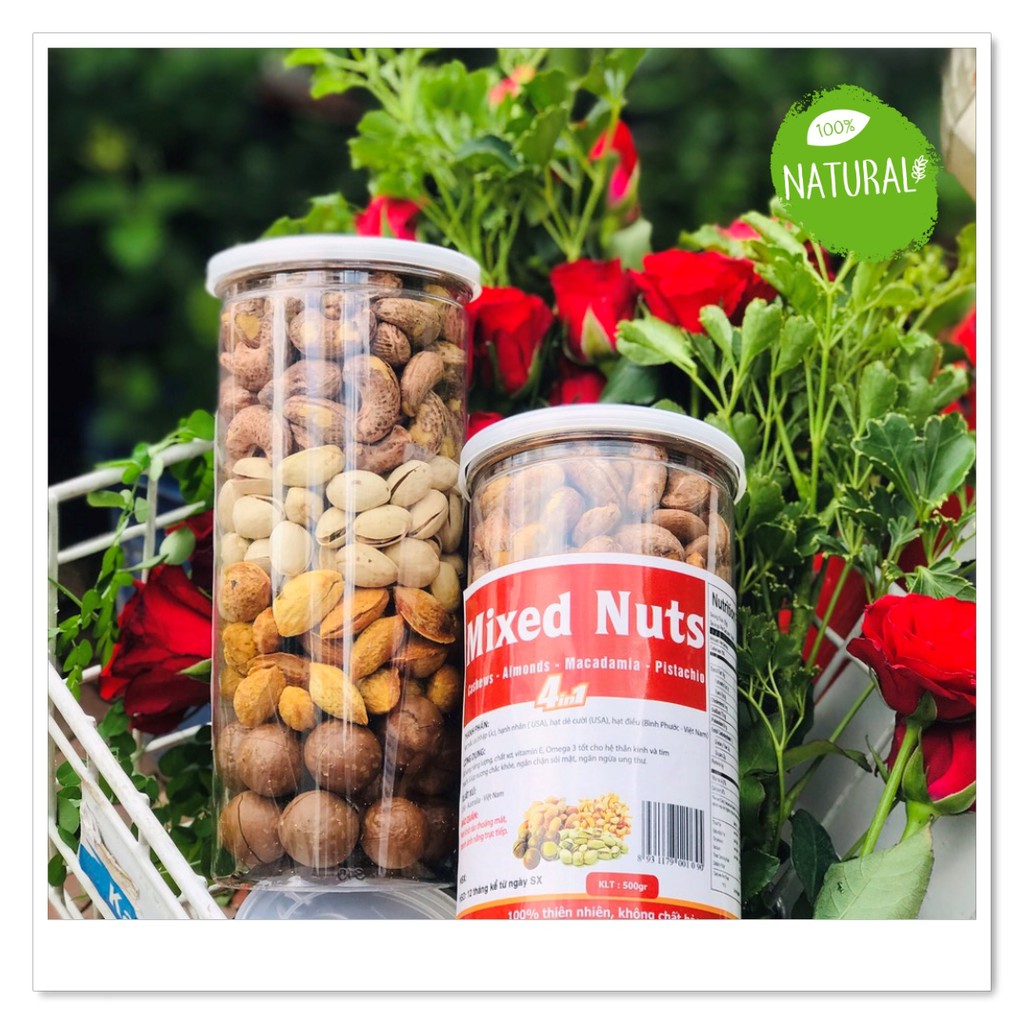 [Mới] Hạt Mix Nuts 4 loại 🎨 Macca – Hạnh nhân – Dẻ cười – Điều 🎨 GIÀU CHẤT XƠ, TỐT CHO TIM MẠCH (500g)