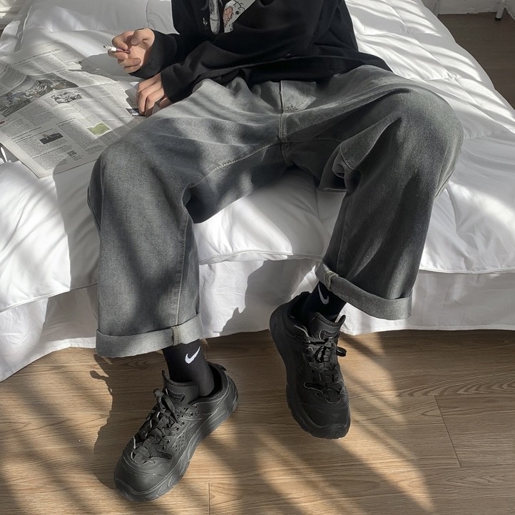 [Hàng có sẵn] Quần Jean Trơn Dáng Gọn Phong Cách Unisex Lưng Thun Dễ Phối Đồ