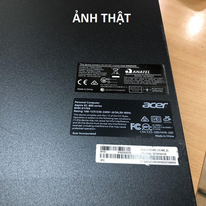 Cây Máy Tính Để Bàn, PC Acer XC885 Chip Core i38100 Ram 4GB HDD 1TB Chính Hãng