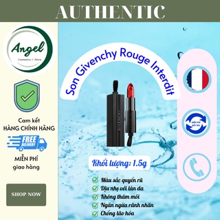 Son Givenchy Rouge Interdit Lipstick màu 25 Rouge Revelateur mini 1.5g Đỏ Đậm Siêu Sang