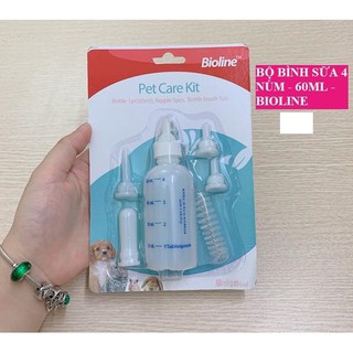 Bình Ti Bình Sữa Chó Mèo Sơ Sinh Bộ 5 Núm Ti Pet Care Kit Bioline 60ml