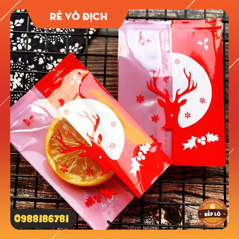 Túi đựng bánh Quy Giáng Sinh Ông già Noel - con Tuần Lộc 25gr - set 100 túi SIÊU DỄ THƯƠNG