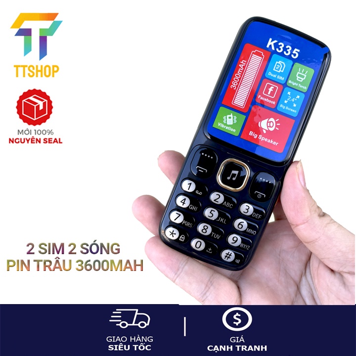 Điện thoại K335 Pin khủng,loa to,màn hình lớn - Mới ,nguyên seal