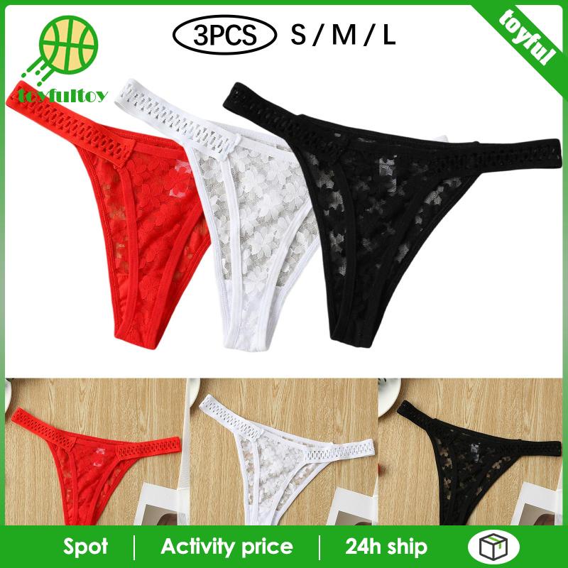 Set 3 Quần Lót Lưới Trong Suốt Lưng Thấp Thoáng Khí Cho Nữ