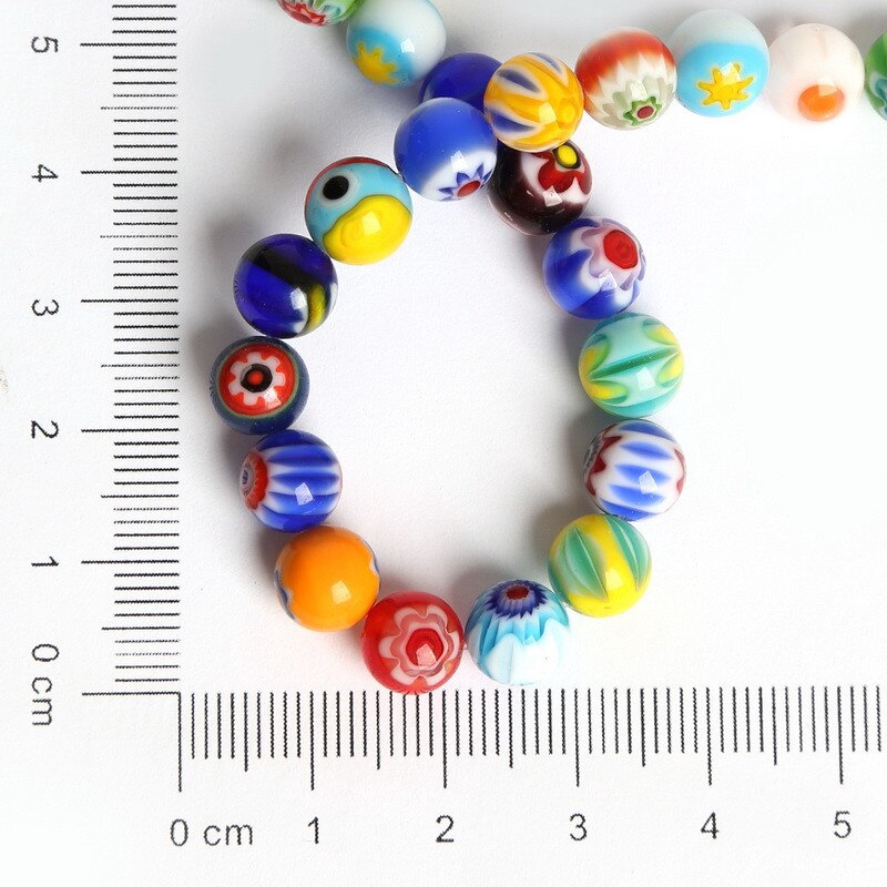 Chuỗi hạt thủy tinh tròn họa tiết hoa 4-10mm dành cho làm trang sức DIY