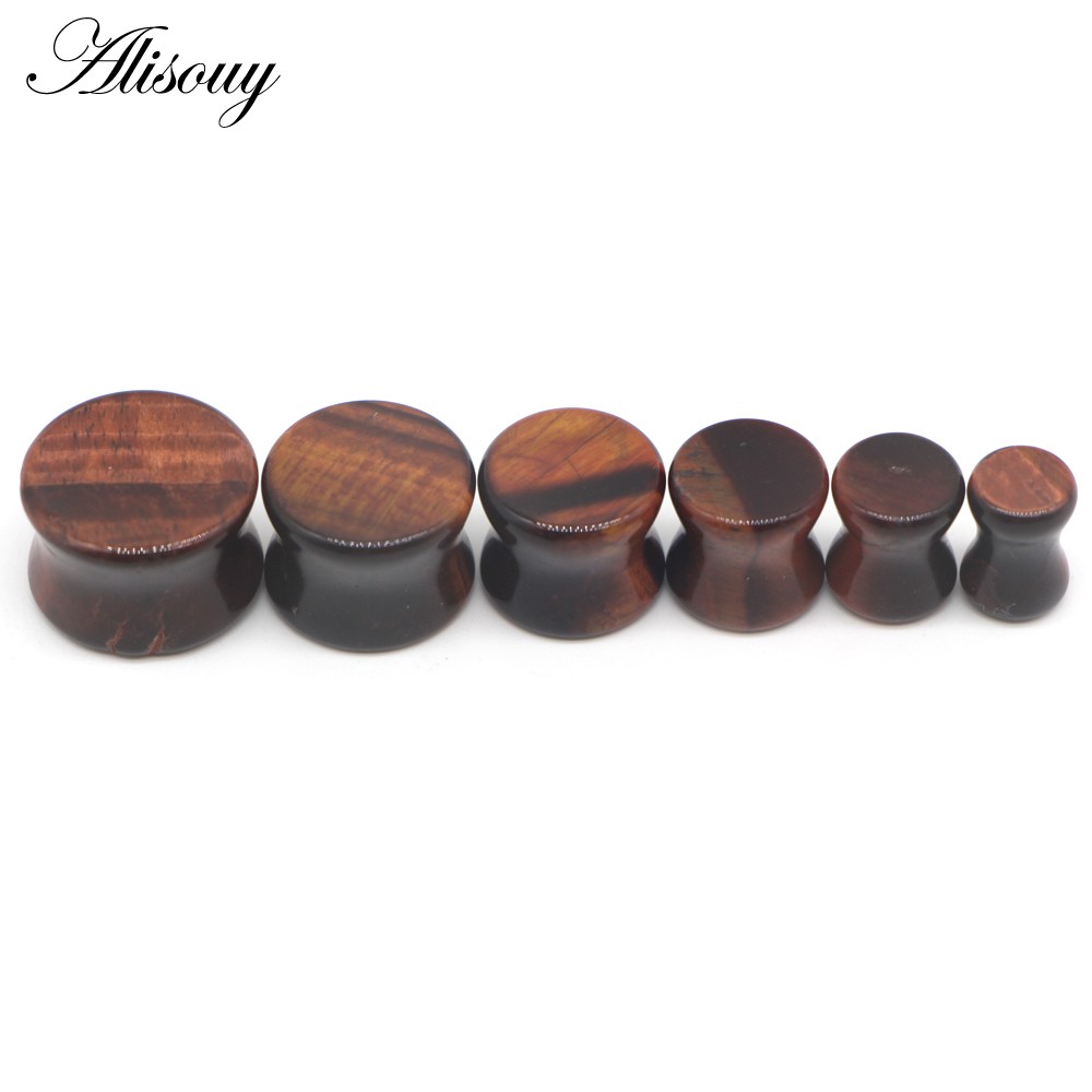 Alisouy Set 2 Khuyên Nong Tai Bằng Đá Tự Nhiên 6mm - 16mm Cá Tính