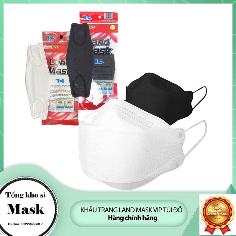 [Land mask Vip túi đỏ]Khẩu trang y tế 3D Land mask tiêu chuẩn kf94 cao cấp xuất khẩu | WebRaoVat - webraovat.net.vn