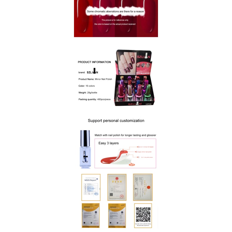 Hàng Có Sẵn Bộ 16 Chiếc Sizilian 16 Màu Sơn Móng Tay Tráng Gương Bạc Kim Loại Mới Bền Màu Thanh Toán Khi Nhận Hàng