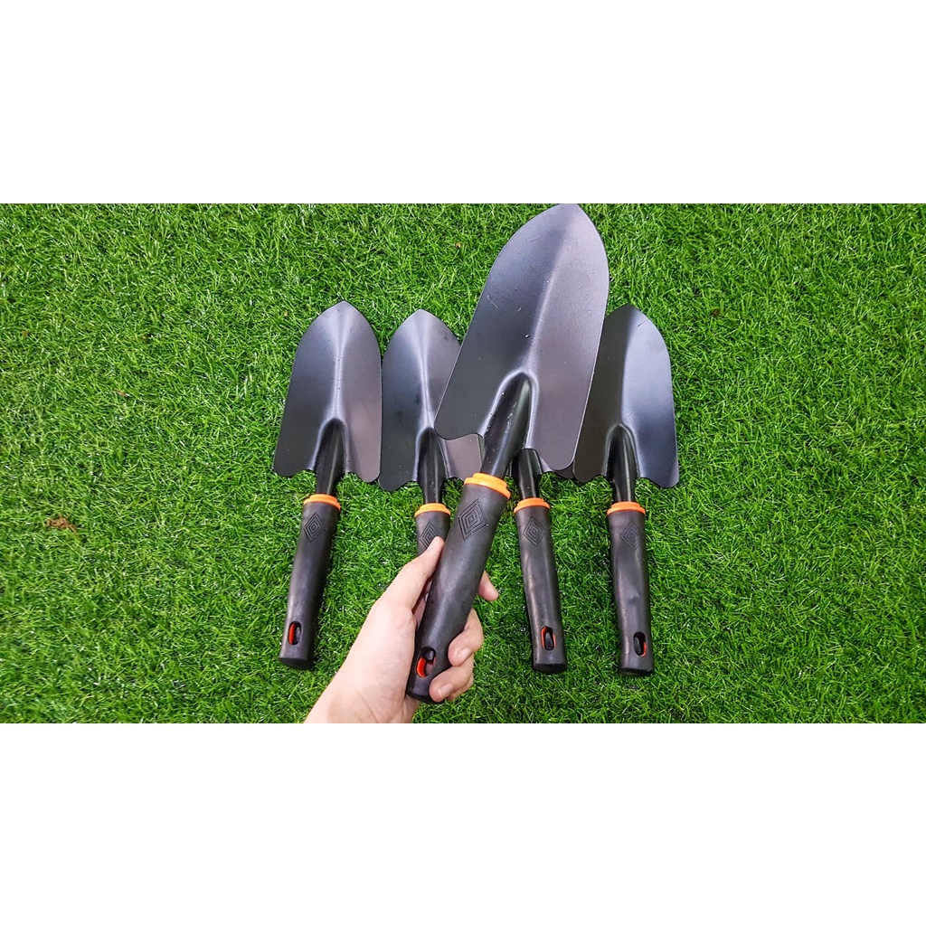 Xẻng mini làm vườn bằng thép Carbon tay cầm nhựa đa năng. (8x32cm)