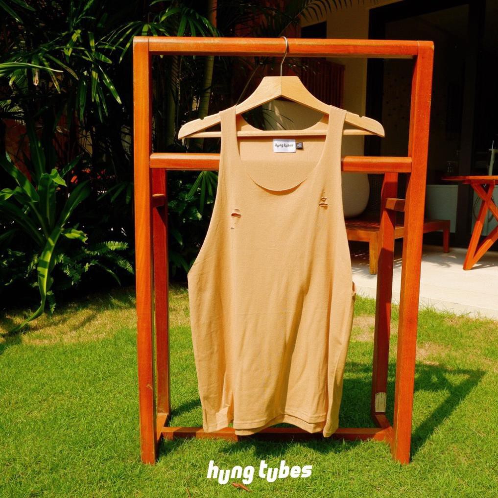 Áo ba lỗ cotton rách không đường may Hung Tubes đi du lịch biển, thể thao, tập gym. ! *