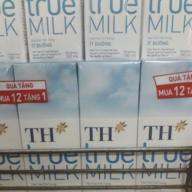 Sữa tươi TH true milk ít đường 180ml