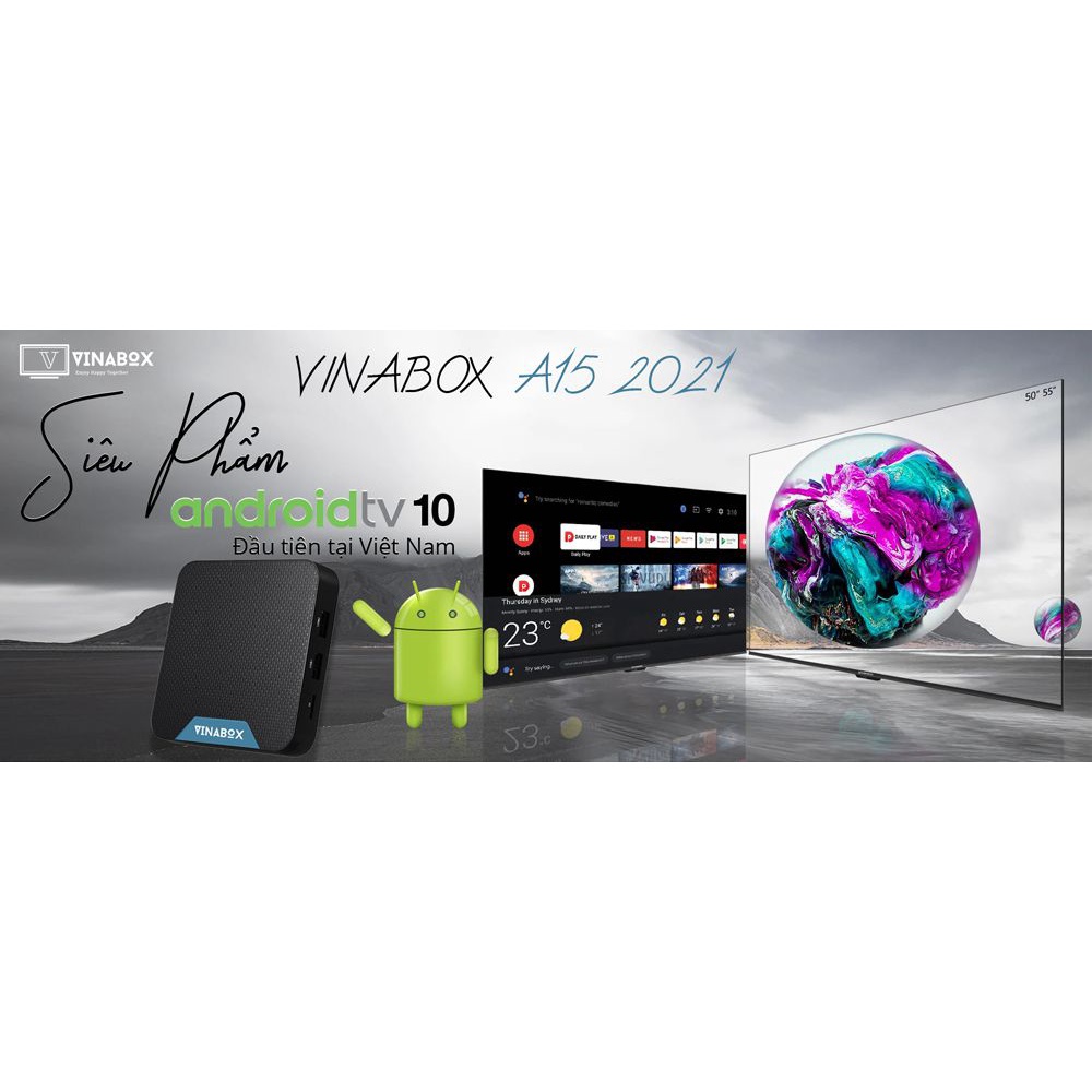 TV Box Vinabox A15 phiên bản 2021, chip H313, Android 10 mới nhất, miễn phí kho phim HD Play and VTV Cab bản quyền