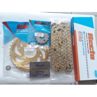 Nhông sên dĩa Raider FI Recto, dĩa vàng, sên 124 vàng 9ly