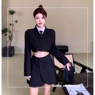Tklihn set váy vest croptop ulzzang áo khoác blazer dài tay thanh lịch fashionita 2021