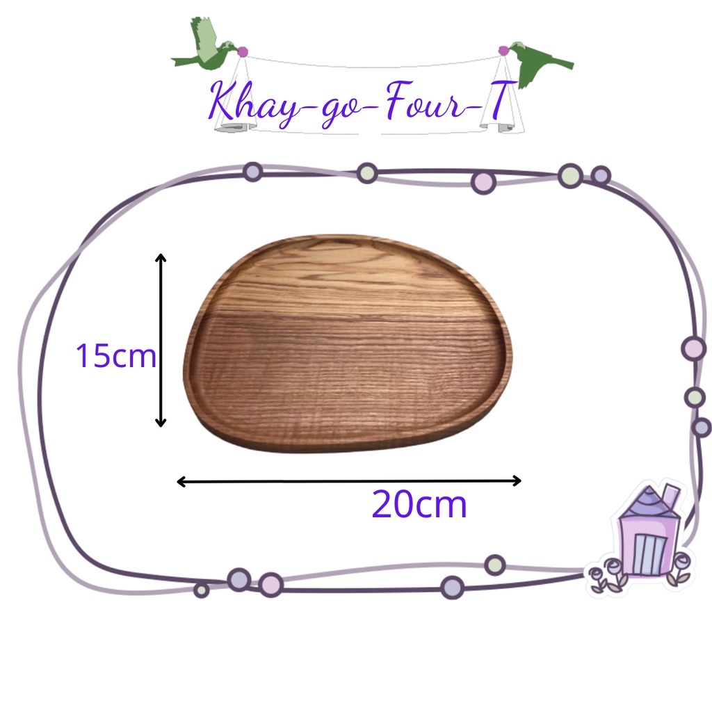 Khay Gỗ Decor Đựng Đồ Ăn Thớt Gỗ Trang Trí Nguyên Khối Hình Đá Cuội Đựng Ấm Trà Mứt Tết Đẹp Dai Bền, Four-T Shop