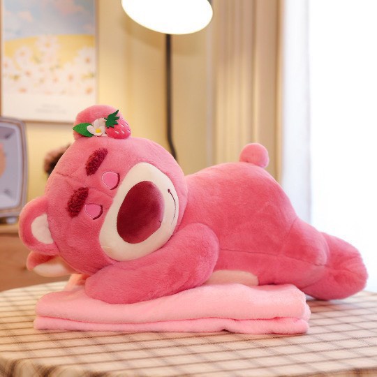Gấu Dâu Bông Lotso Dâu Huggin Bear Lông Xù Nằm Dễ Thương Mềm Mịn Cao Cấp Gấu Bông City
