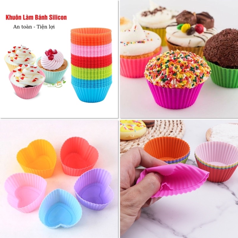 Khuôn silicon làm bánh muffin, cupcake chịu nhiệt độ cao