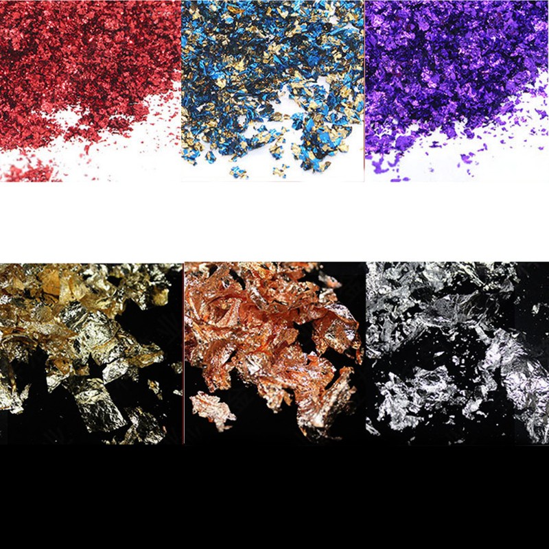 HAP  6 Colors Gold Leaf Gilding Resin Flakes Metallic Foil Flakes Painting Resin Arts