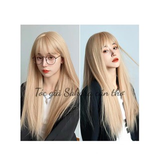Tóc nguyên đầu thẳng vàng sáng 50cm ❤️ Free Ship ❤️ Tóc cao cấp chịu nhiệt- video & hình thật