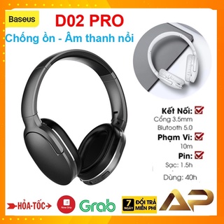 Tai nghe trùm tai không dây cao cấp Baseus D02 Pro Encok Wireless headphone điện thoại