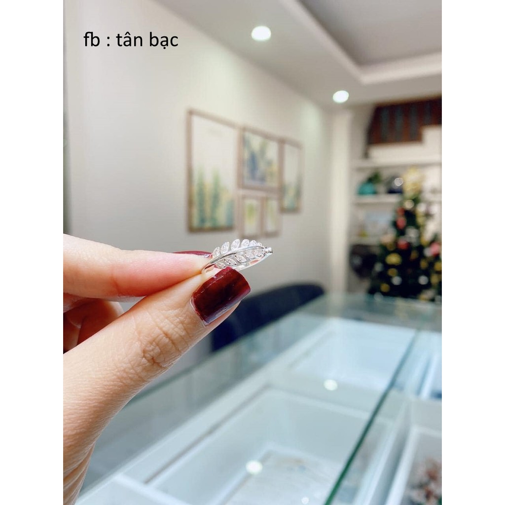 nhẫn nữ , bạc ta nguyên chất , kiểu dáng lá oliu hót hít nhất năm nay , dáng hở nên ai cũng đeo vừa xinh