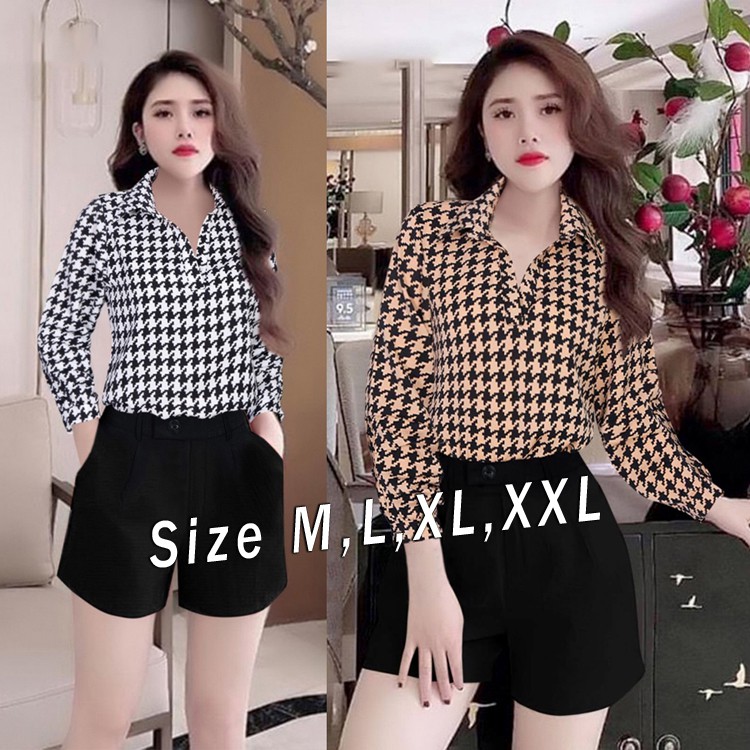 Sét bộ đùi áo sơ mi tay dài họa tiết ziczac năng động dể thương Thoitranghd [ Hàng Chuẩn Như HÌnh ]