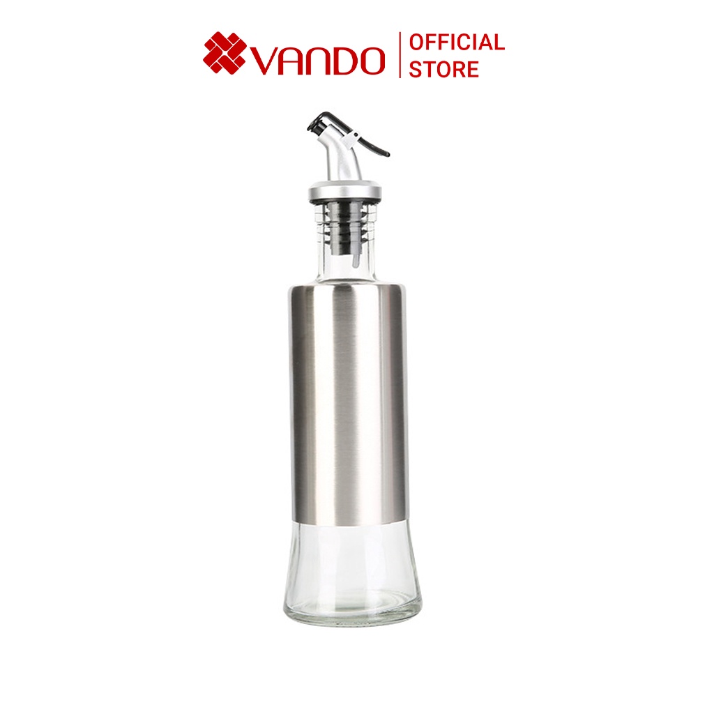 Chai đựng dầu ăn VANDO 300ml, nước mắm, nước tương thủy tinh bọc inox 304 cao cấp