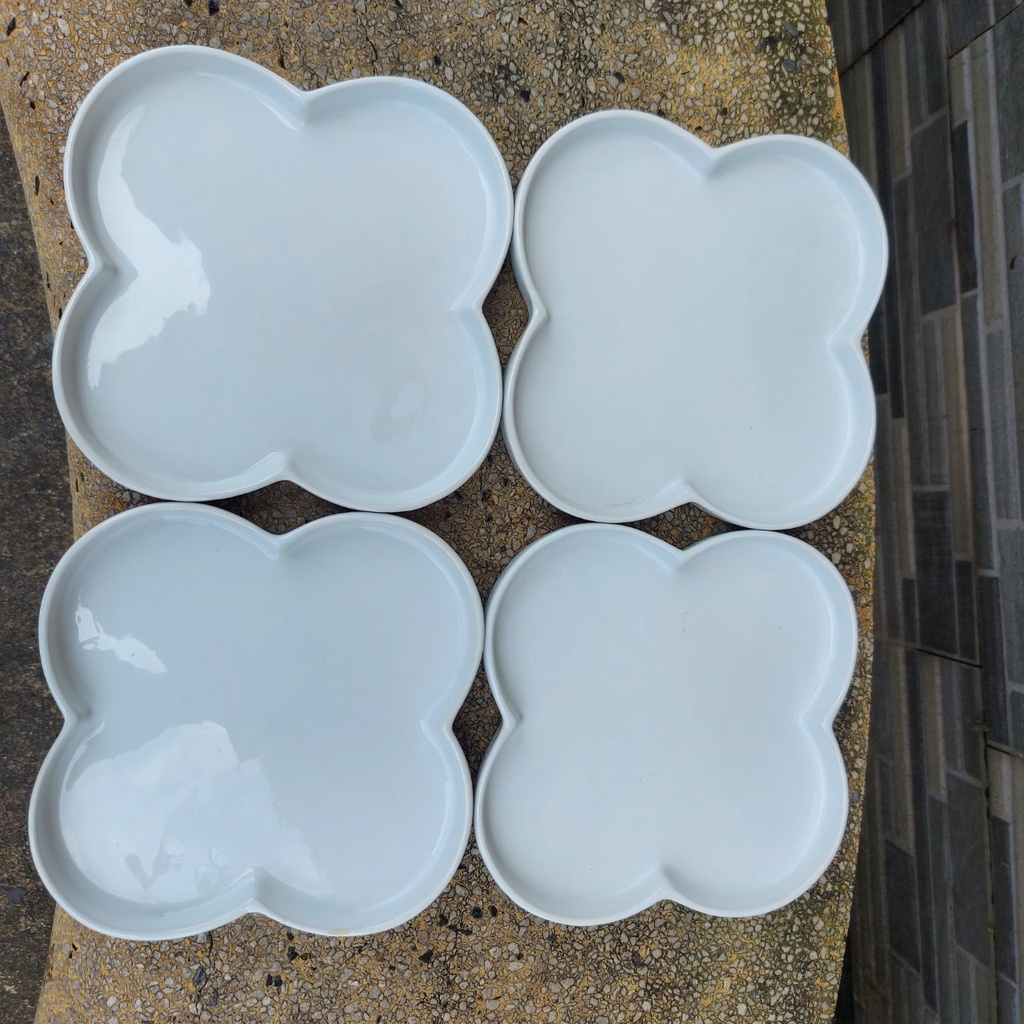 Set 04 Đĩa sứ vuông decor trang trí dễ thương - Dĩa vuông trắng bày trái cây đẹp mắt 16cm