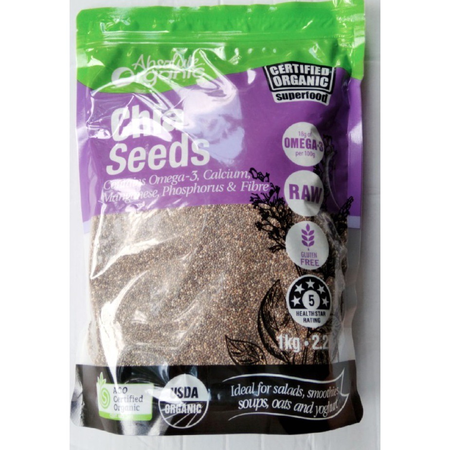 Hạt Chia Úc tím Absolute Organic gói 1kg date 2022 | BigBuy360 - bigbuy360.vn