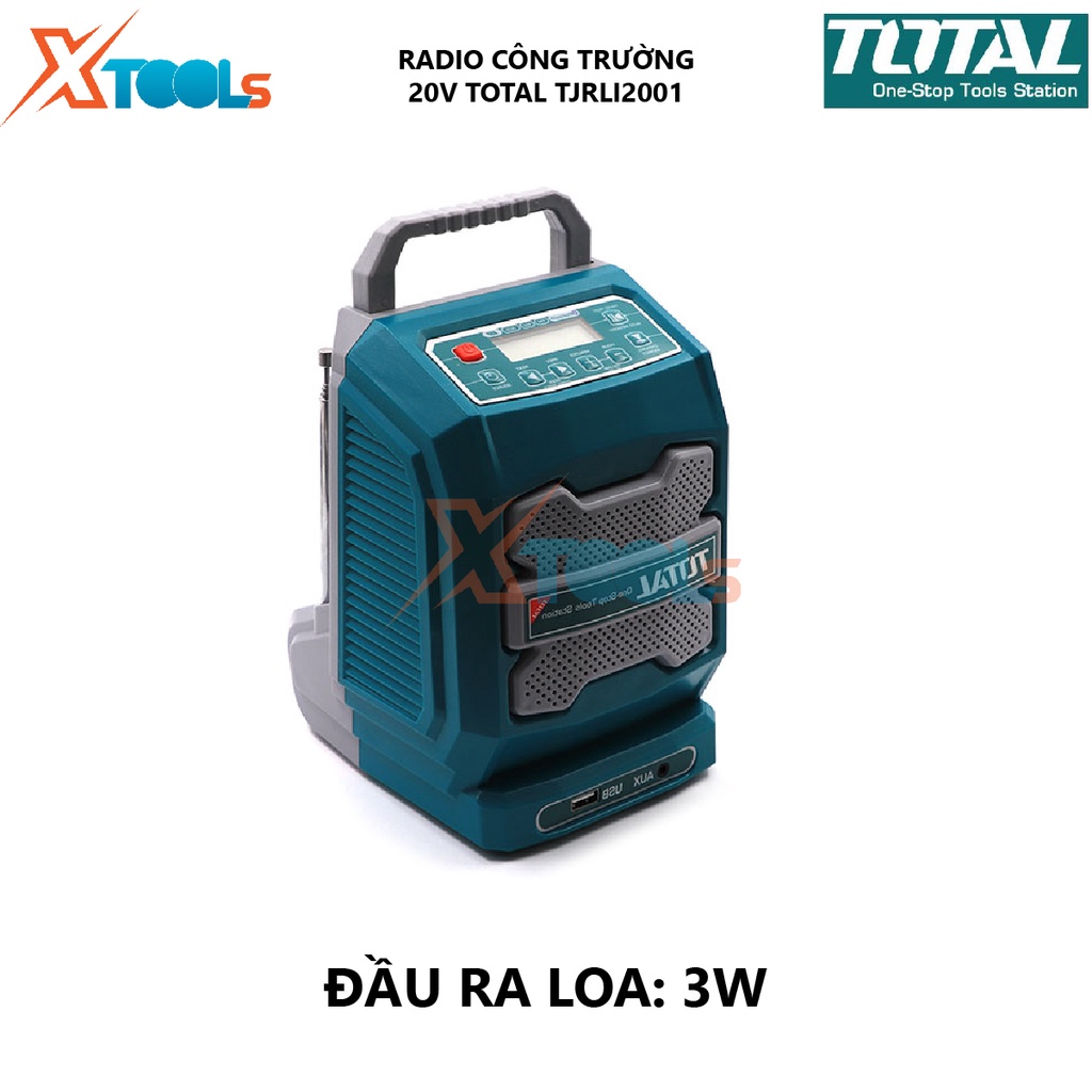 Radio công trường dùng pin TOTAL TJRI2001 lan truyền thông tin phạm vi rộng có kết nói bluetooth [XSAFE][XTOOLs]
