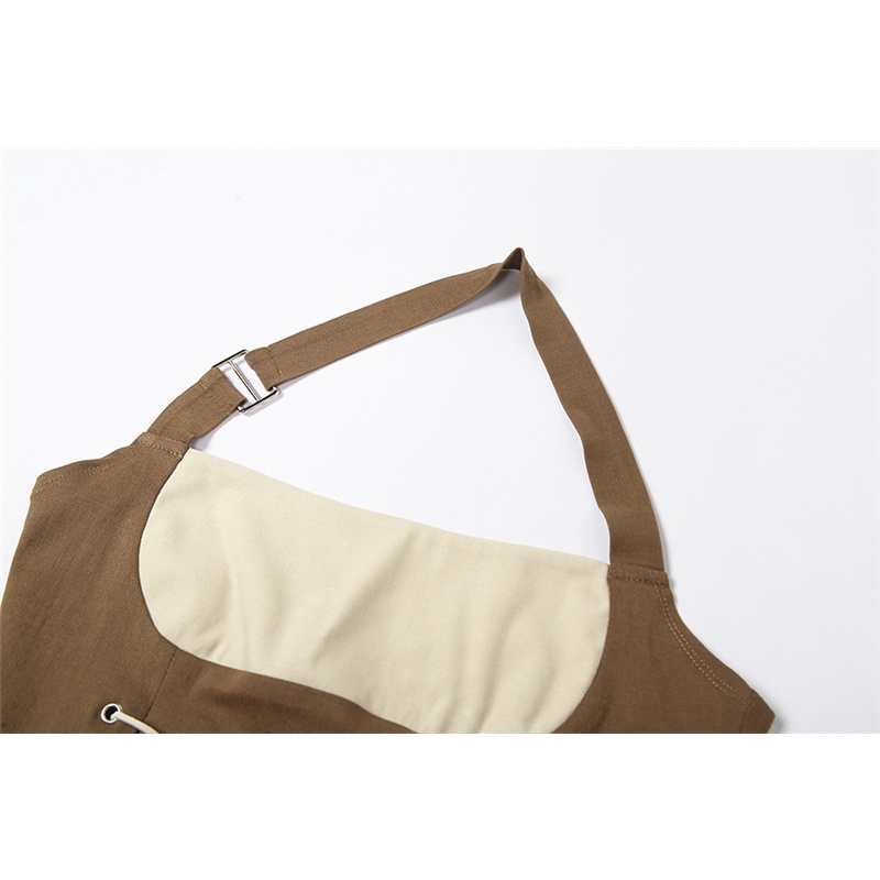 DUNEA Áo hai dây ôm dáng hở lưng màu tương phản thời trang dành cho nữ