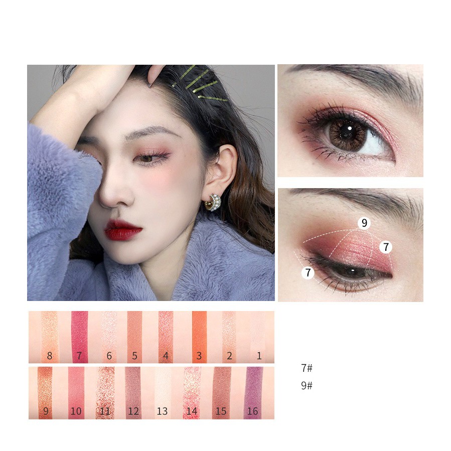 ☘️ Bảng Phấn Mắt Caiji No.2144 Sunset Impressionism Sixteen Color Eye Shadow Vỏ Hồng Thơ Ngây ☘️ -Z183-D12T2