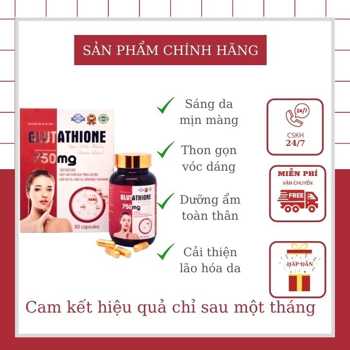 Viên uống trắng da Glutathione hỗ trợ làm đẹp, giảm nám hiệu quả chỉ sau 1 tháng (TẶNG KÈM 5 MASK)