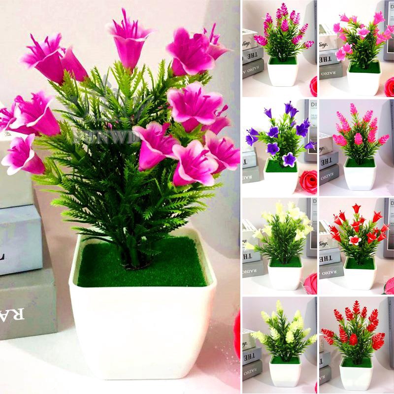 Artificial Plant Home Office Tabletop Plastic Fake Welcoming Desk Wedding Lily flower Pinecone 18cm Potted Beautiful