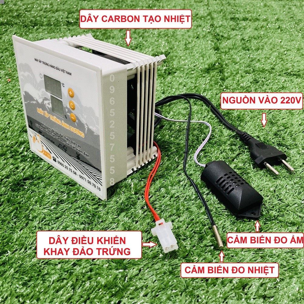 4 món Máy ấp trứng gà mini ánh dương P100 + Khay đảo tự động bằng nhôm + Đèn pin soi trứng
