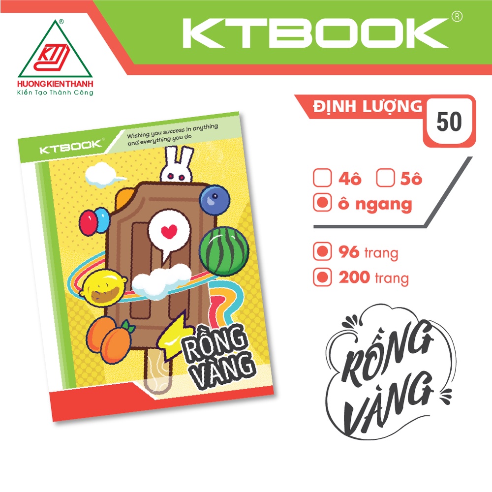 Gói 20 cuốn Tập Học Sinh KTBOOK Giá Rẻ Rồng Vàng giấy trắng ĐL 50 gsm - 96 trang
