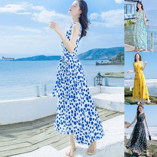 Đầm Maxi Chiffon Họa Tiết Hoa Phong Cách Boho