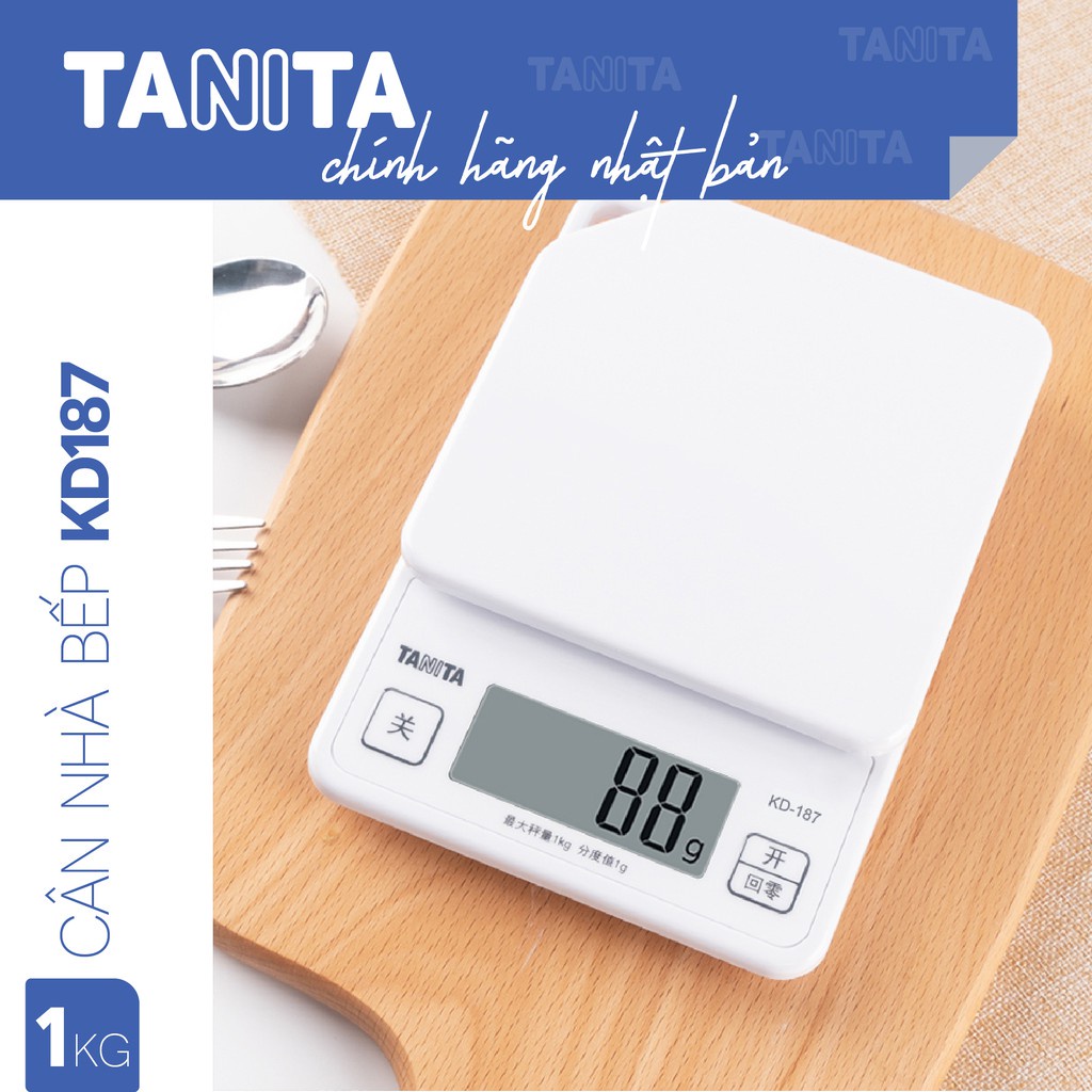 Cân nhà bếp tiểu ly TANITA KD187(1kg-1g),chính hãng nhật bản,dùng cho làm bánh,thiết kế mini nhỏ gọn,bền,chính xác