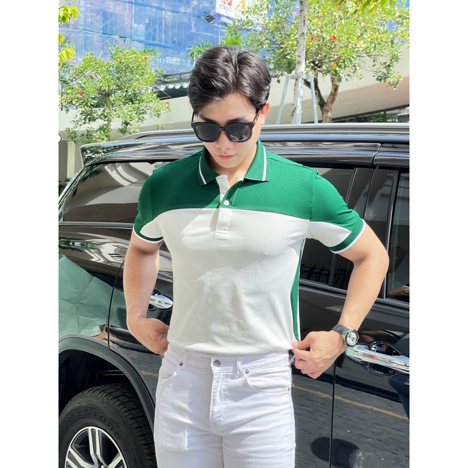 Áo Polo nam, Áo thun nam cổ bẻ phố màu, vải Poly cá sấu thoáng mát
