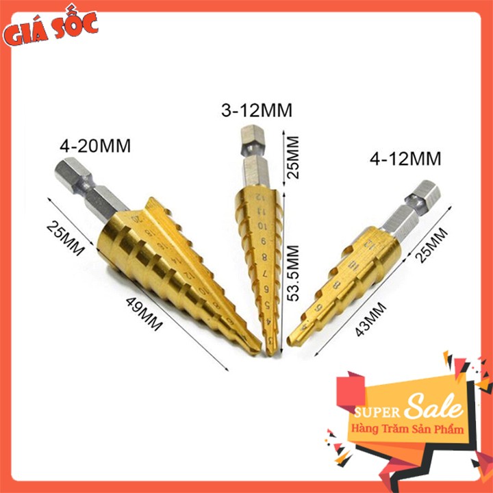 Bộ 3 Mũi Khoan Tháp - Mũi Khoan Bước 4-32mm