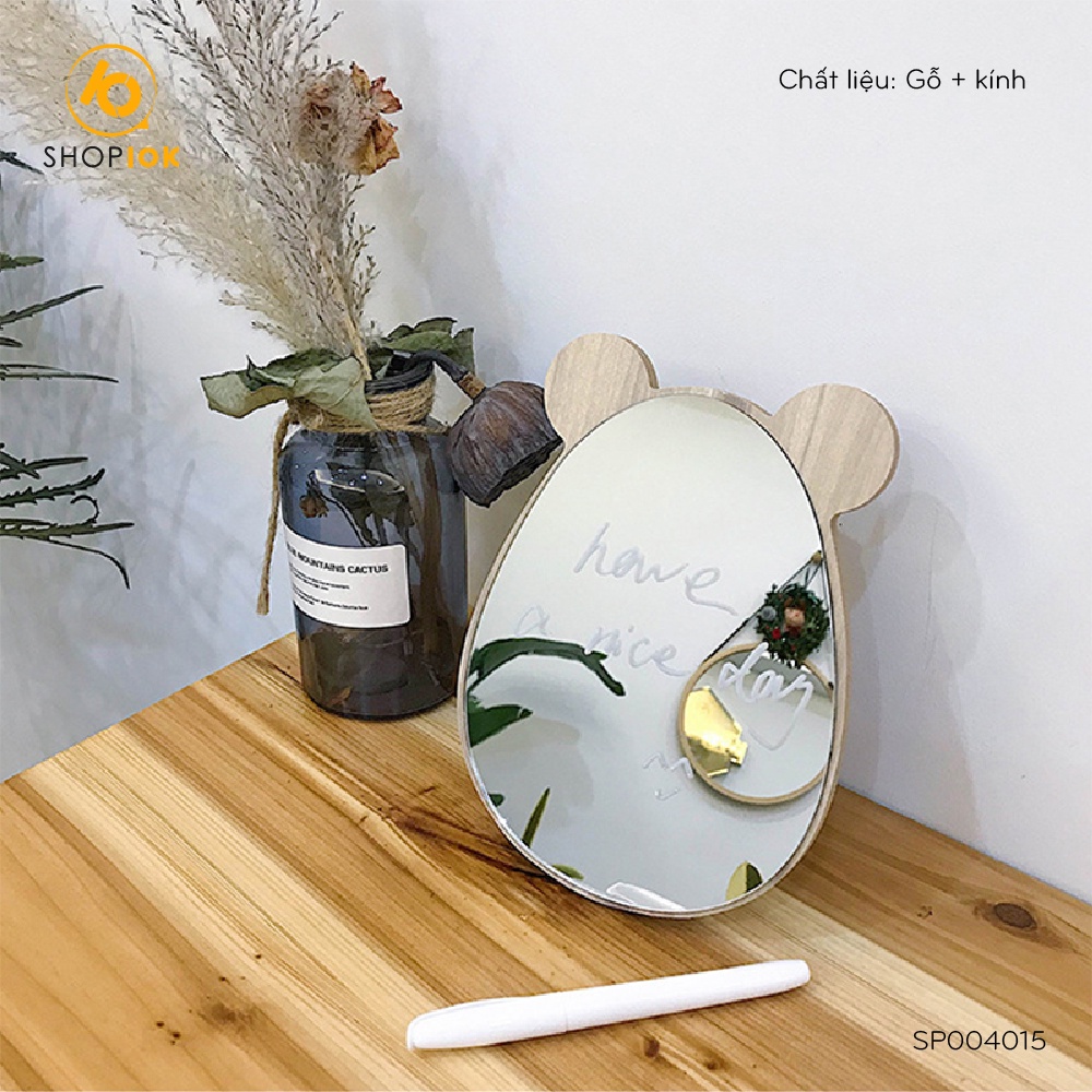 Gương gỗ trang điểm để bàn Gấu/thỏ kiểu dáng Hàn Quốc -SP004015
