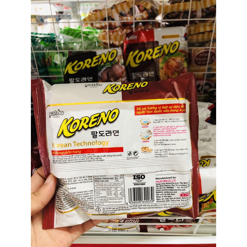 Mì Koreno vị bò cay gói 100g