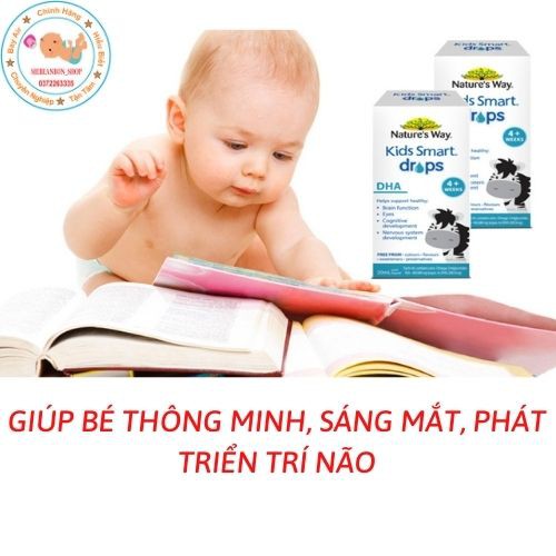 DHA cho bé từ sơ sinh NATURE'S WAY KIDS SMART DROPS DHA DẠNG NƯỚC nhỏ Giọt 20ml giúp bé phát triển trí tuệ thông minh