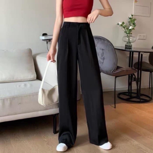 Quần ống rộng culottes suông dài khóa trước sang chảnh BH 13