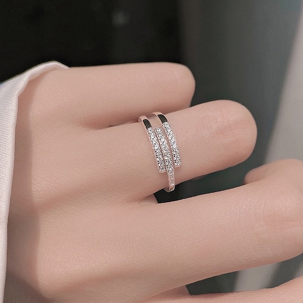 Nhẫn bạc nữ cao cấp đính đá 3 lớp Harry sang chảnh, nữ tính, xinh xắn | HARMONY ACCESSORIES N46