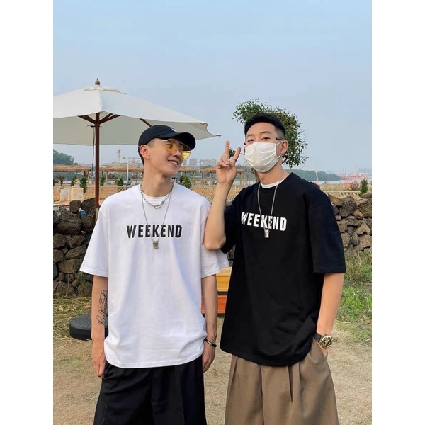 ÁO THUN TAY LỠ COTTON WEEKEND UNISEX NAM NỮ (kèm ảnh thật)