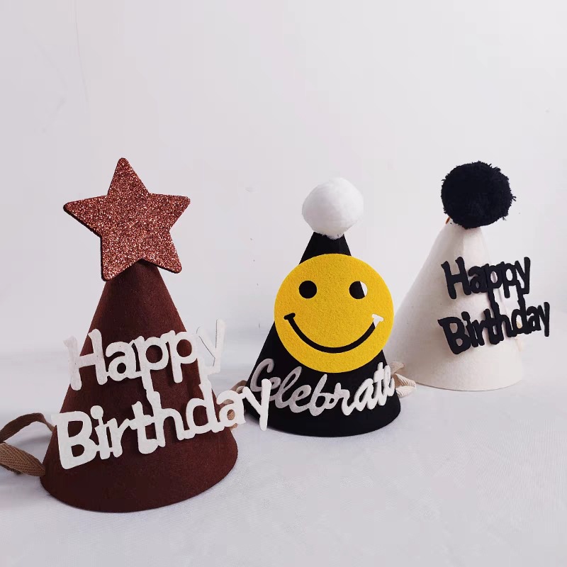 Nón sinh nhật 3D Phong Cách Hàn Quốc Vải Nỉ happy birthday cho bé Phụ kiện sinh nhật