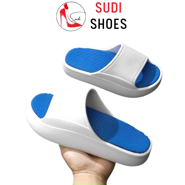 Dép bánh mì SUDI SHOES LE020-AGI xanh đen xanh trắng đen trắng siêu êm hot trend 2 màu trắng đen