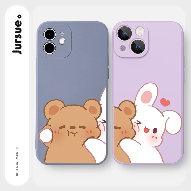 Ốp lưng JURSUE hoạt hình cặp đôi dễ thương đẹp cho iPhone 13 12 11 Pro Max SE 2020 X XR XS 8 7 ip 6S 6 Plus Y2031